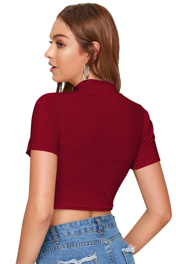 Maroon & Grey Half Sleeve Top - Image 4