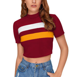 Maroon & Yellow Half Sleeve Top