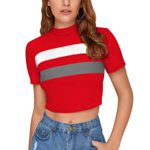 Red & Grey Half Sleeve Top