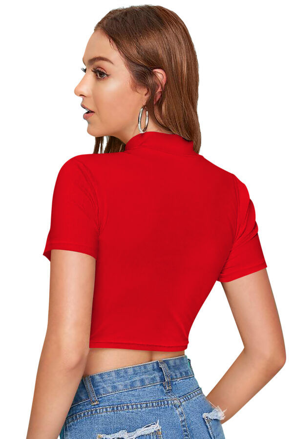 Red & Grey Half Sleeve Top - Image 4