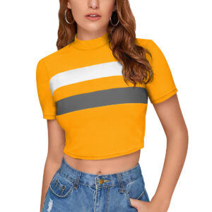 Yellow & Grey Half Sleeve Top