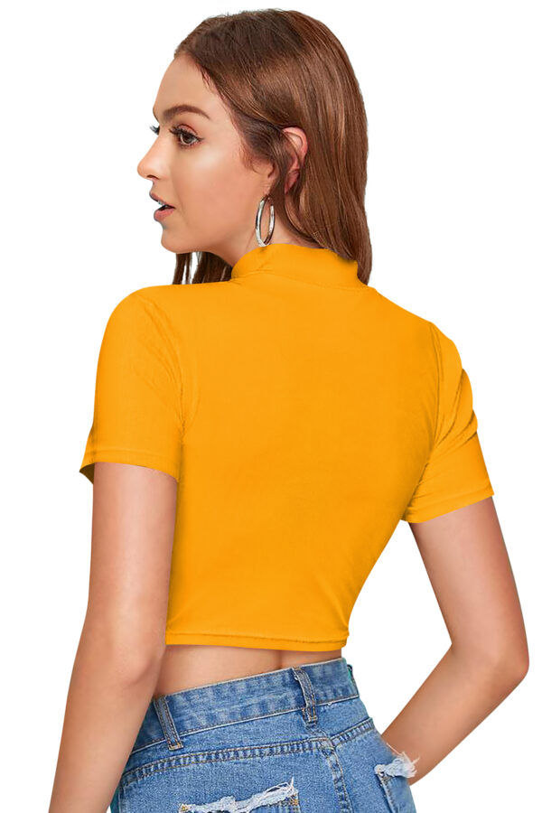 Yellow & Grey Half Sleeve Top - Image 4