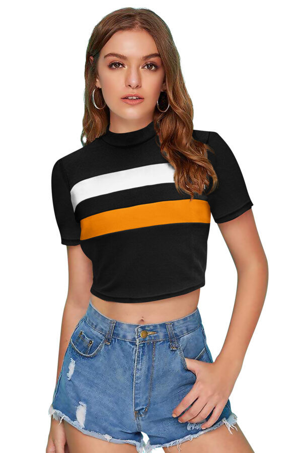 Black & Yellow Half Sleeve Top