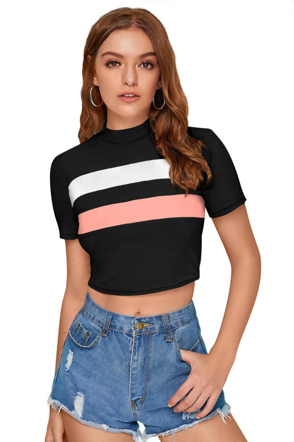 Black & Peach Half Sleeve Top - Image 2