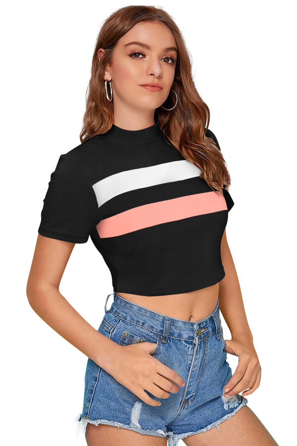 Black & Peach Half Sleeve Top - Image 3