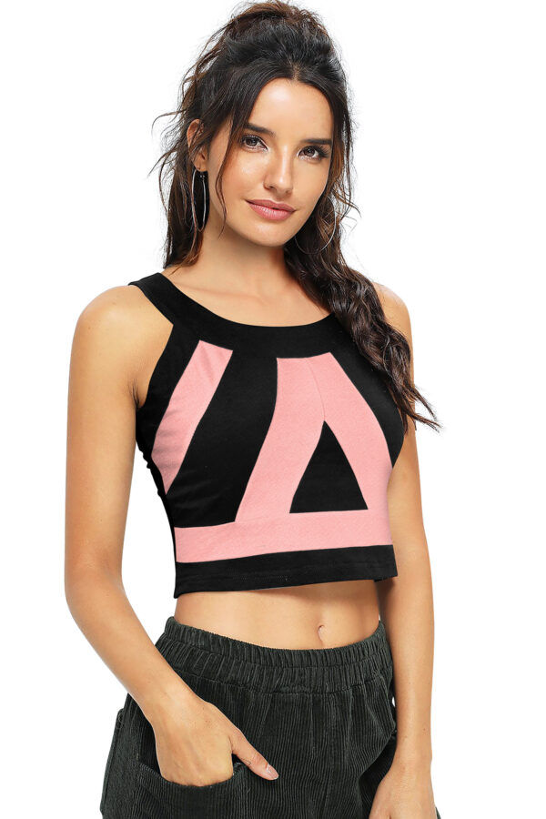 Sleeveless Peach Round Neck Top - Image 2