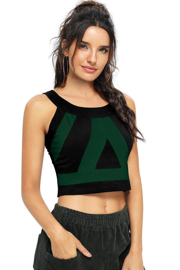 Sleeveless Green Round Neck Top - Image 2