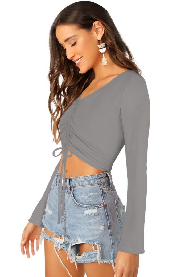 Grey Bell Sleeves Top - Image 4