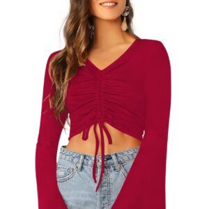 Maroon Bell Sleeves Top