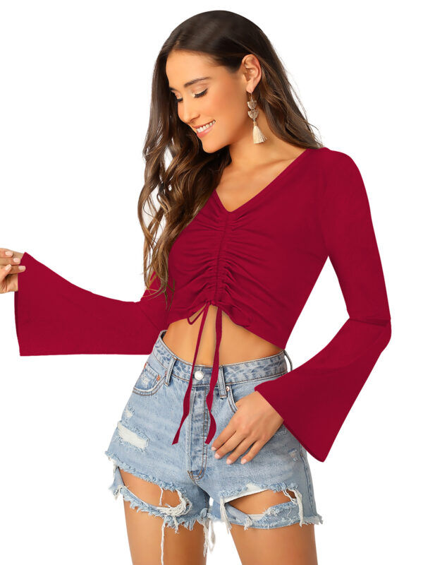 Maroon Bell Sleeves Top - Image 2