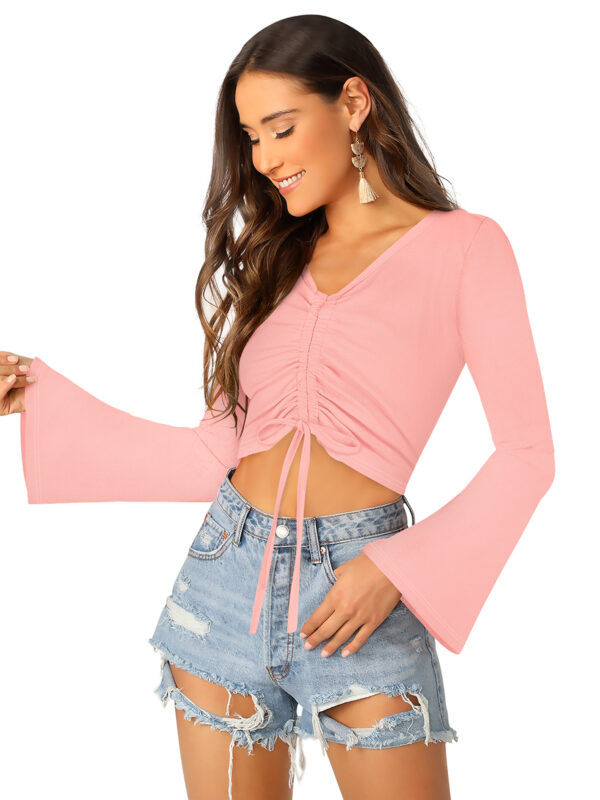 Peach Bell Sleeves Top - Image 2