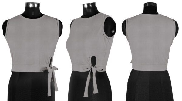 Grey Sleeveless Round Neck Top - Image 5