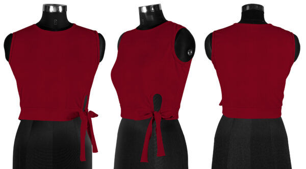 Maroon Sleeveless Round Neck Top - Image 5