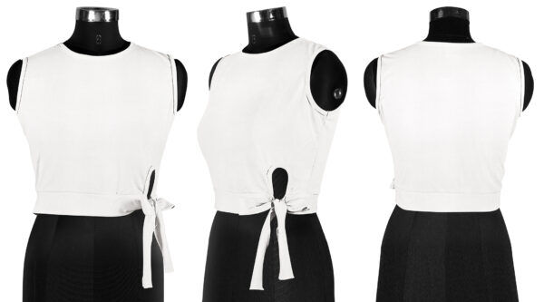White Sleeveless Round Neck Top - Image 5