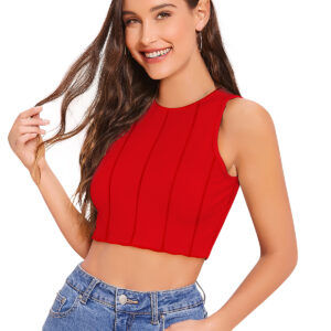 Round Neck Red Sleeveless Top