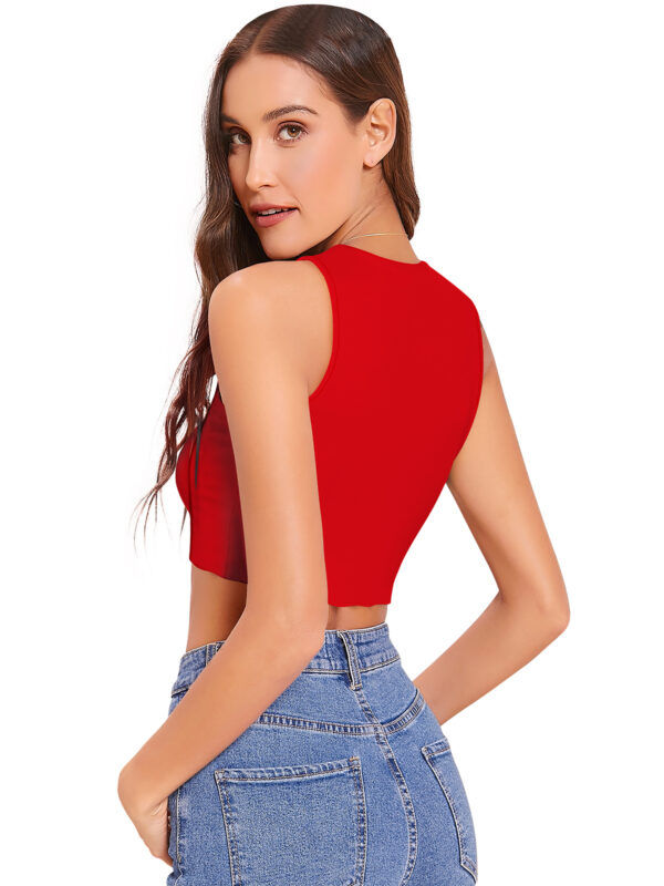 Round Neck Red Sleeveless Top - Image 5