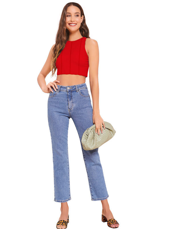 Round Neck Red Sleeveless Top - Image 4