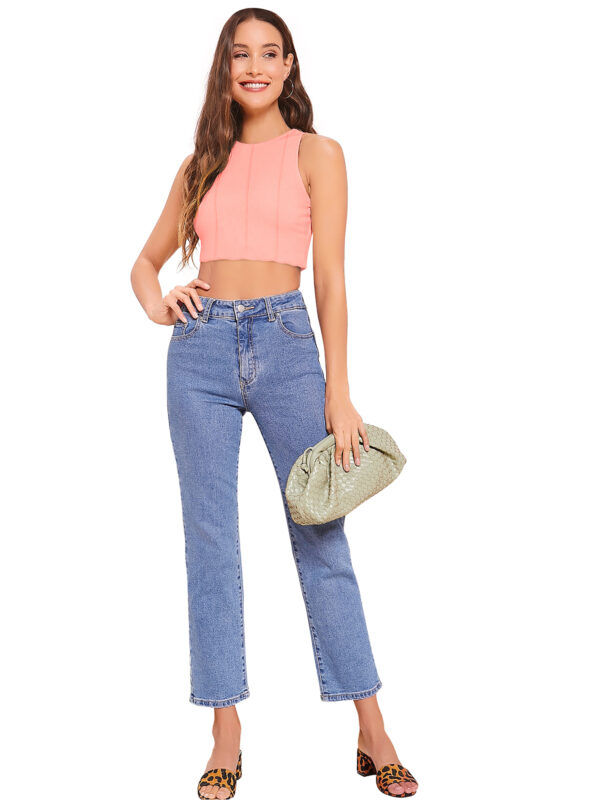 Round Neck Peach Sleeveless Top - Image 4