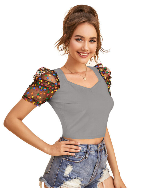 Grey Short Sleeves Top - Image 2