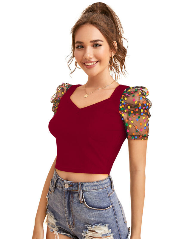 Maroon Short Sleeves Top - Image 3