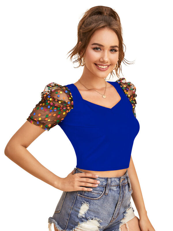 Royal Blue Short Sleeves Top - Image 2