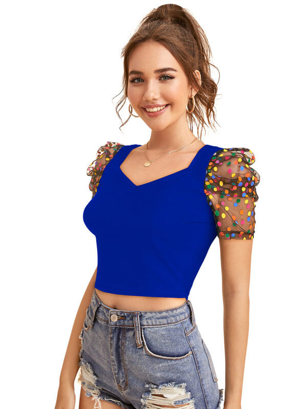 Royal Blue Short Sleeves Top - Image 3