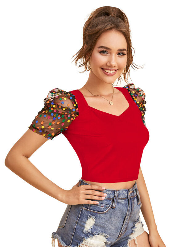 Red Short Sleeves Top - Image 2