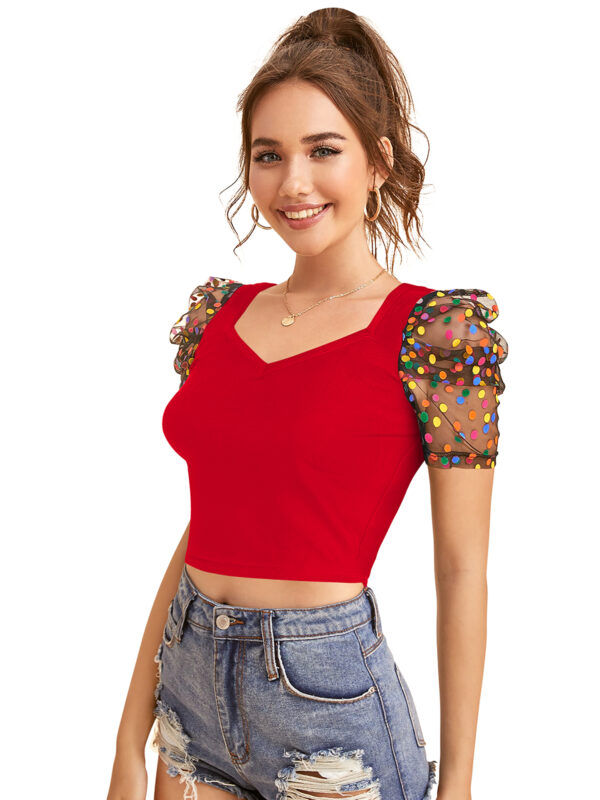 Red Short Sleeves Top - Image 3