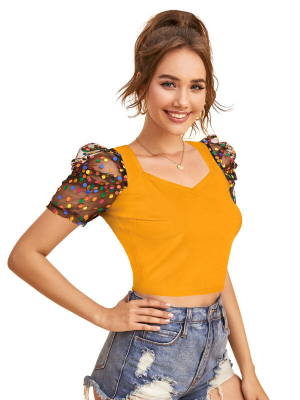 Yellow Short Sleeves Top - Image 2