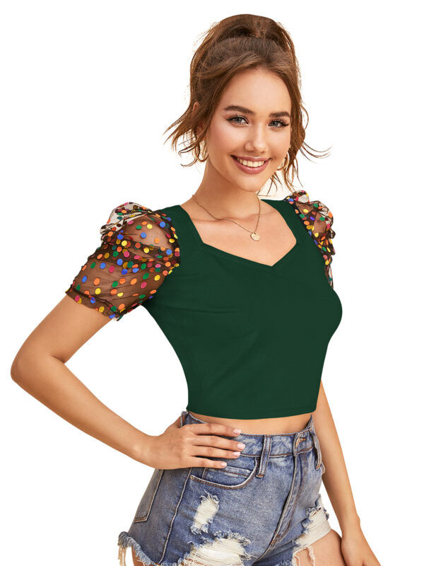 Green Short Sleeves Top - Image 2