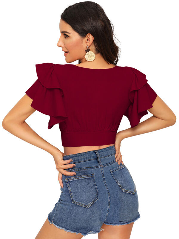 Maroon Round Neck Tops - Image 4