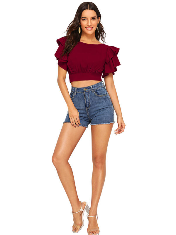 Maroon Round Neck Tops - Image 5