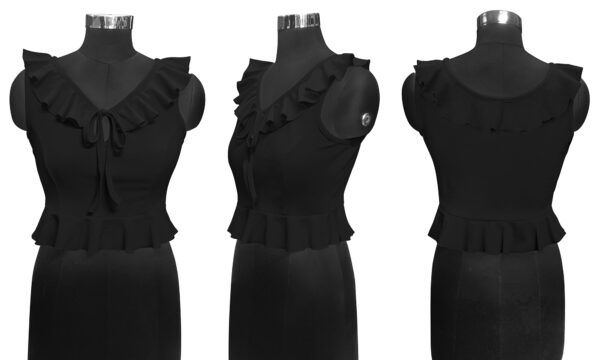Black Ruffle Neck Top - Image 5