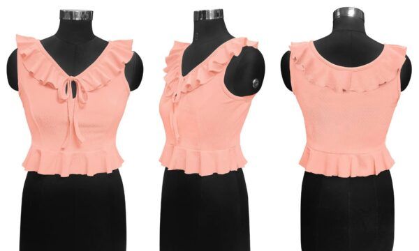 Peach Ruffle Neck Top - Image 5