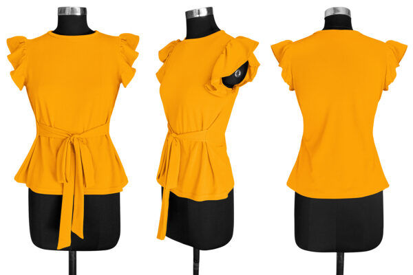 Designer Cap Sleeves Yellow T-Shirt - Image 5