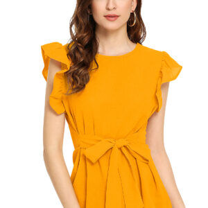Designer Cap Sleeves Yellow T-Shirt