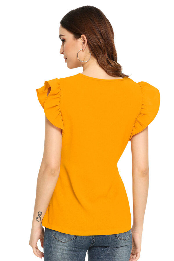 Designer Cap Sleeves Yellow T-Shirt - Image 3