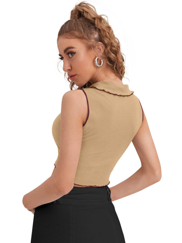 Chiku Sleeveless V-neck Collared Top - Image 4