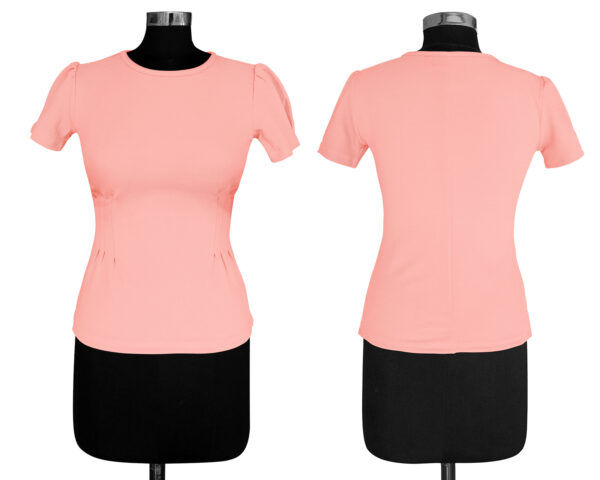 Peach Round Neck Solid Top - Image 5