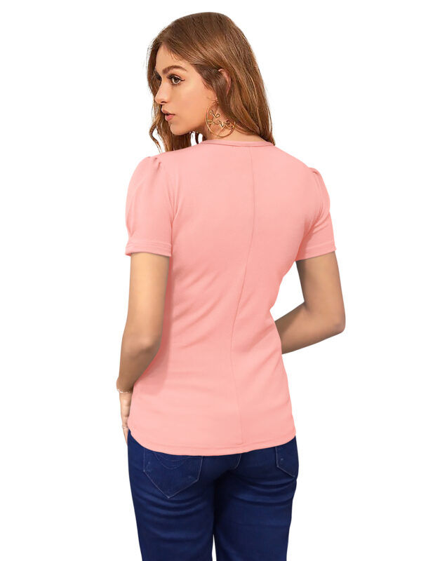 Peach Round Neck Solid Top - Image 4