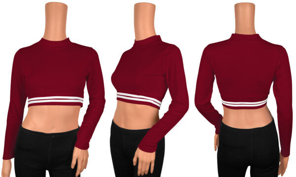 Full Sleeves Maroon High Neck Top - Image 6