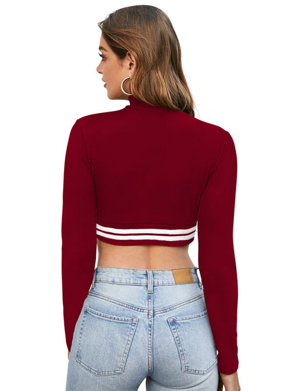 Full Sleeves Maroon High Neck Top - Image 4