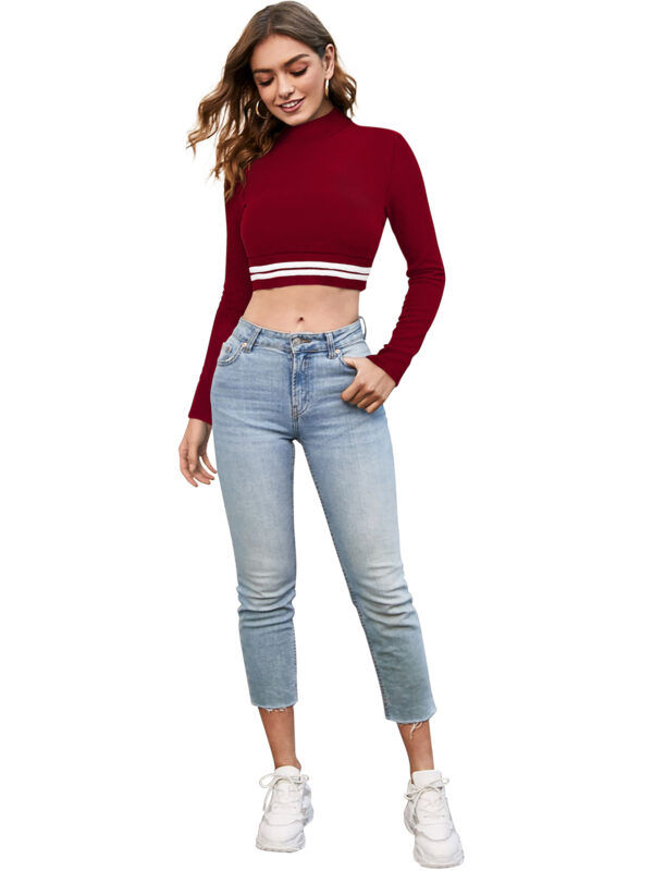 Full Sleeves Maroon High Neck Top - Image 5