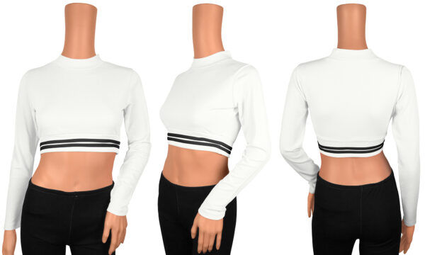 Full Sleeves White High Neck Top - Image 6