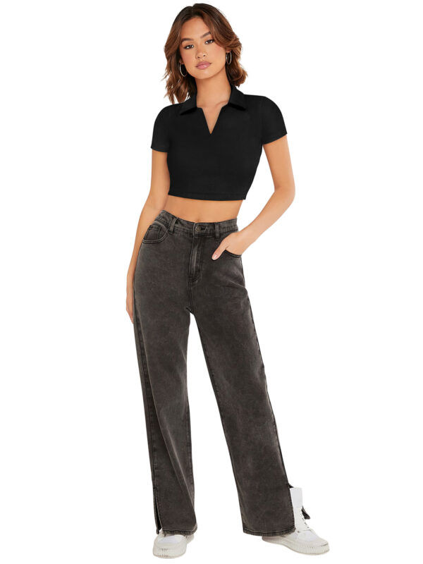 Short Sleeves Black Tops - Image 5