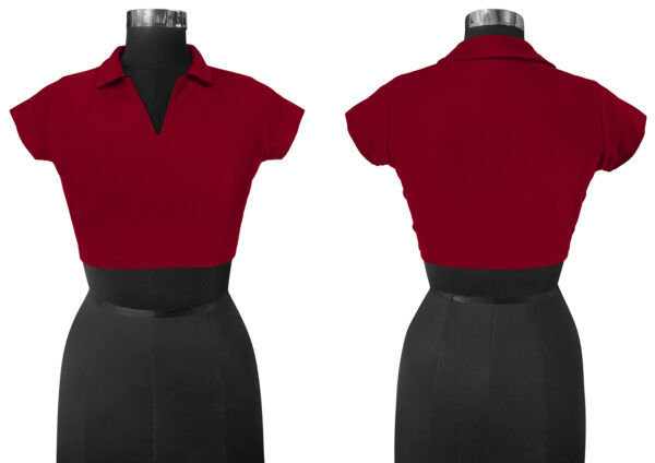 Short Sleeves Maroon Tops - Image 6