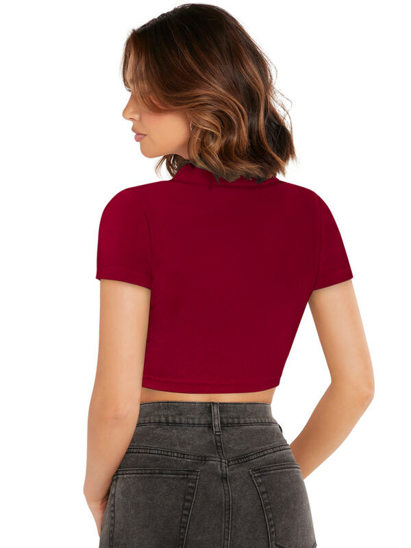 Short Sleeves Maroon Tops - Image 4