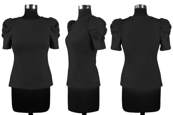 Solid Short Sleeves Black T-Shirt - Image 6