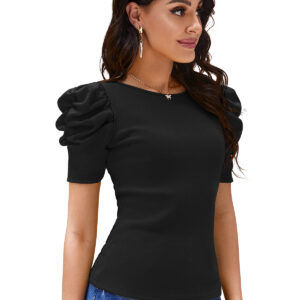 Solid Short Sleeves Black T-Shirt