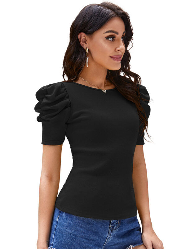Solid Short Sleeves Black T-Shirt